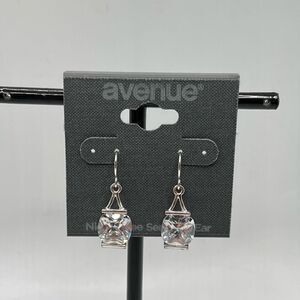 Avenue Silver 10mm Cushion Cut Crystal Solitaire Earrings